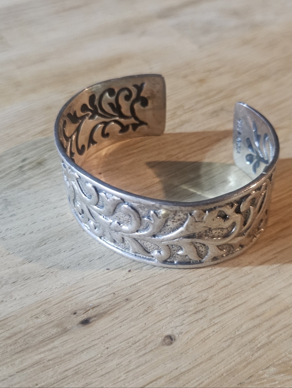 Sterling Silver Floral Scroll Cuff Bracelet